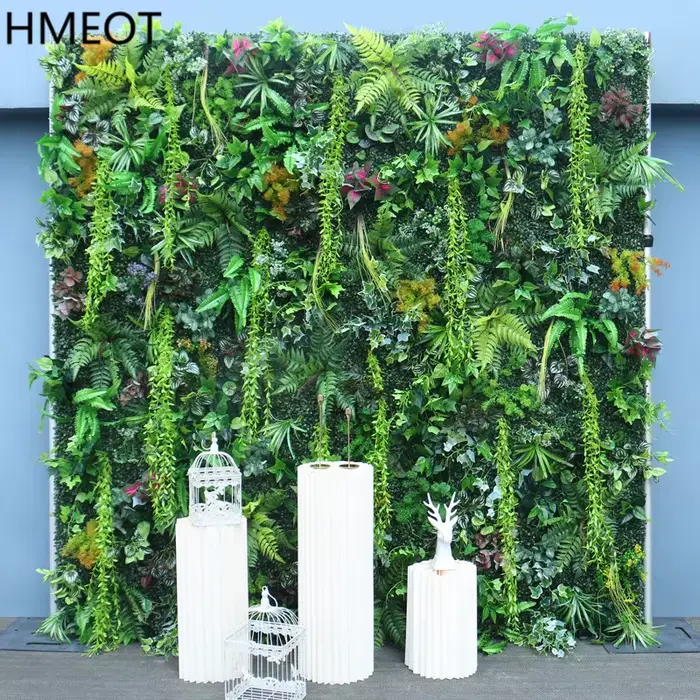 5D plantes vertes gazon mur enroulable tissu
