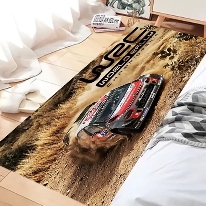Tapis à motif de voiture de course du championnat du monde du rallye, décoration de maison moderne p