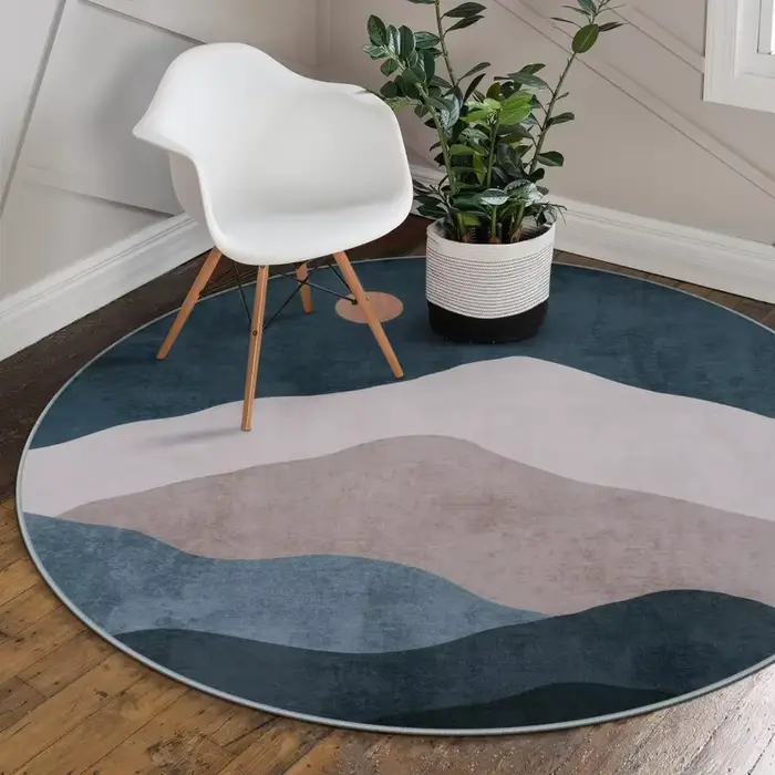Grand tapis rond géométrique de paysage