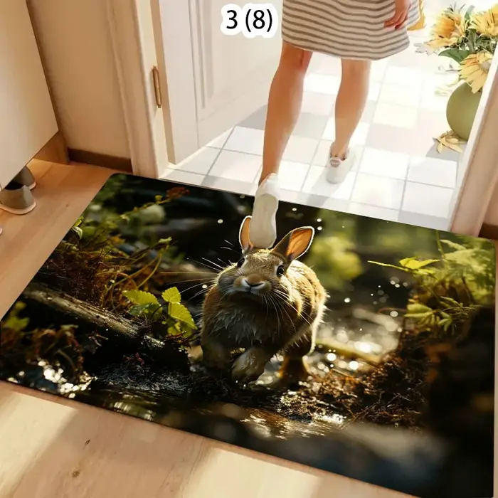 Tapis de sol antidérapant motif forêt et mousse pour entrée