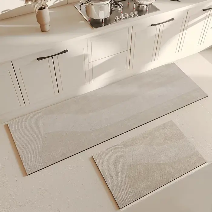 Tapis de Cuisine Beige en Polymère PVC