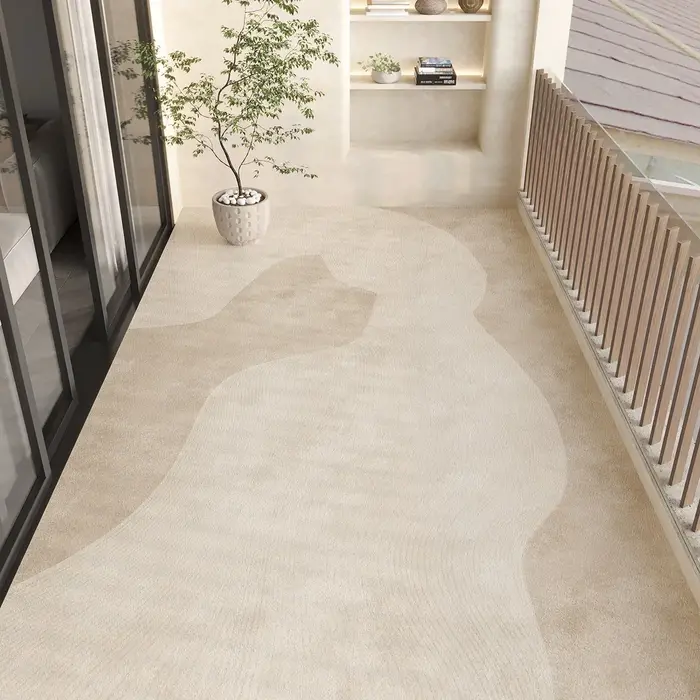 Tapis pour balcon tapis de sol imperméable en cuir Pvc tapis de pied antidérapant Beige tapis de cui