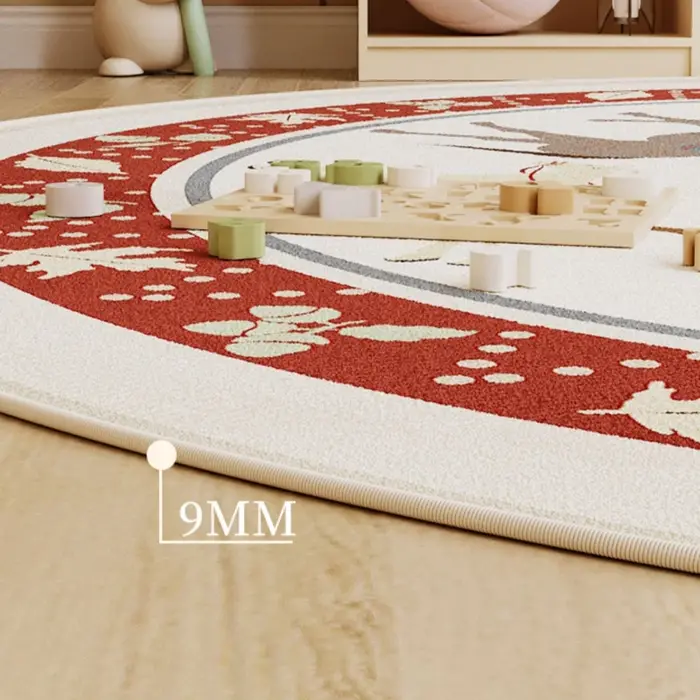 Tapis Épais Rond en Peluche pour Chambre d'Enfant