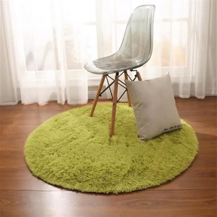 Vikama – tapis rond vert herbe pour chambre à coucher
