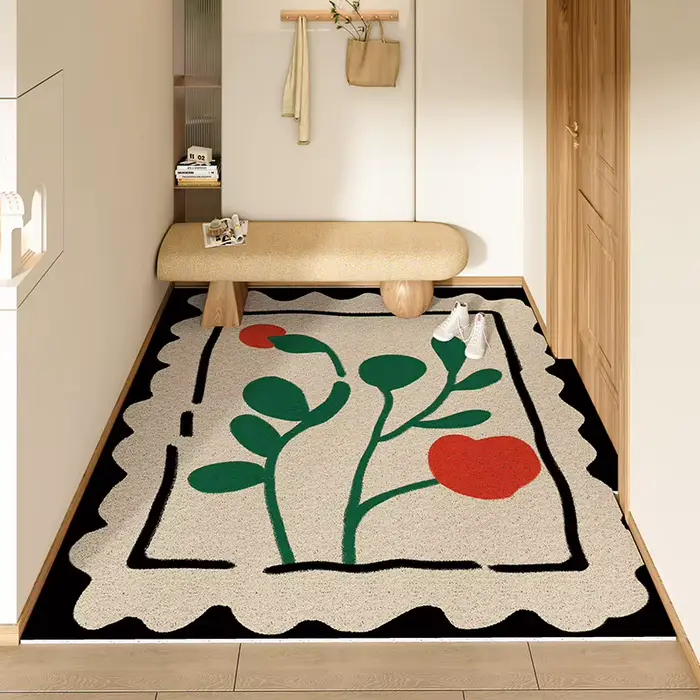 Tapis d'entrée bohème, Design à bords ondulés