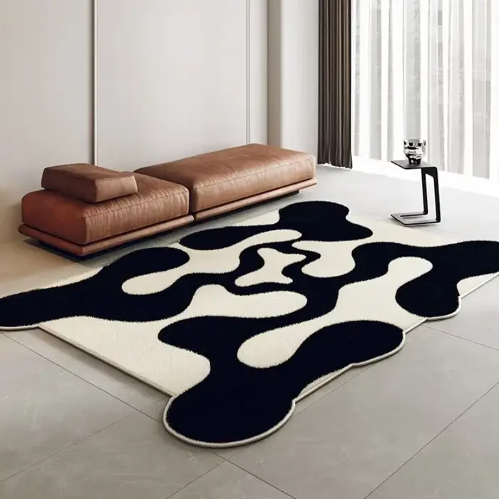 Tapis d'art minimaliste irrégulier de grande surface