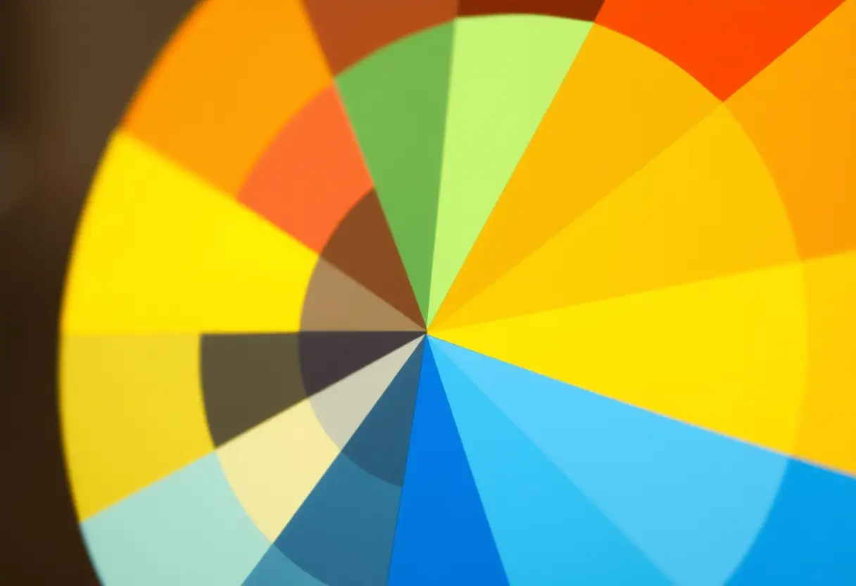 Roue chromatique montrant l'harmonie entre le bleu et le jaune