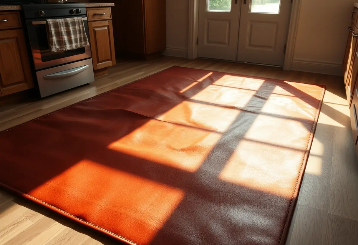 Tapis en peau de vache dans une cuisine lumineuse